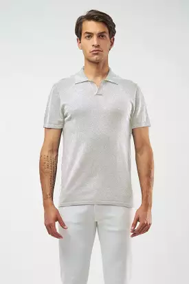 Majestic Men’s Organic Stretch Cotton Short Sleeve Polo in Gris Chine Clair