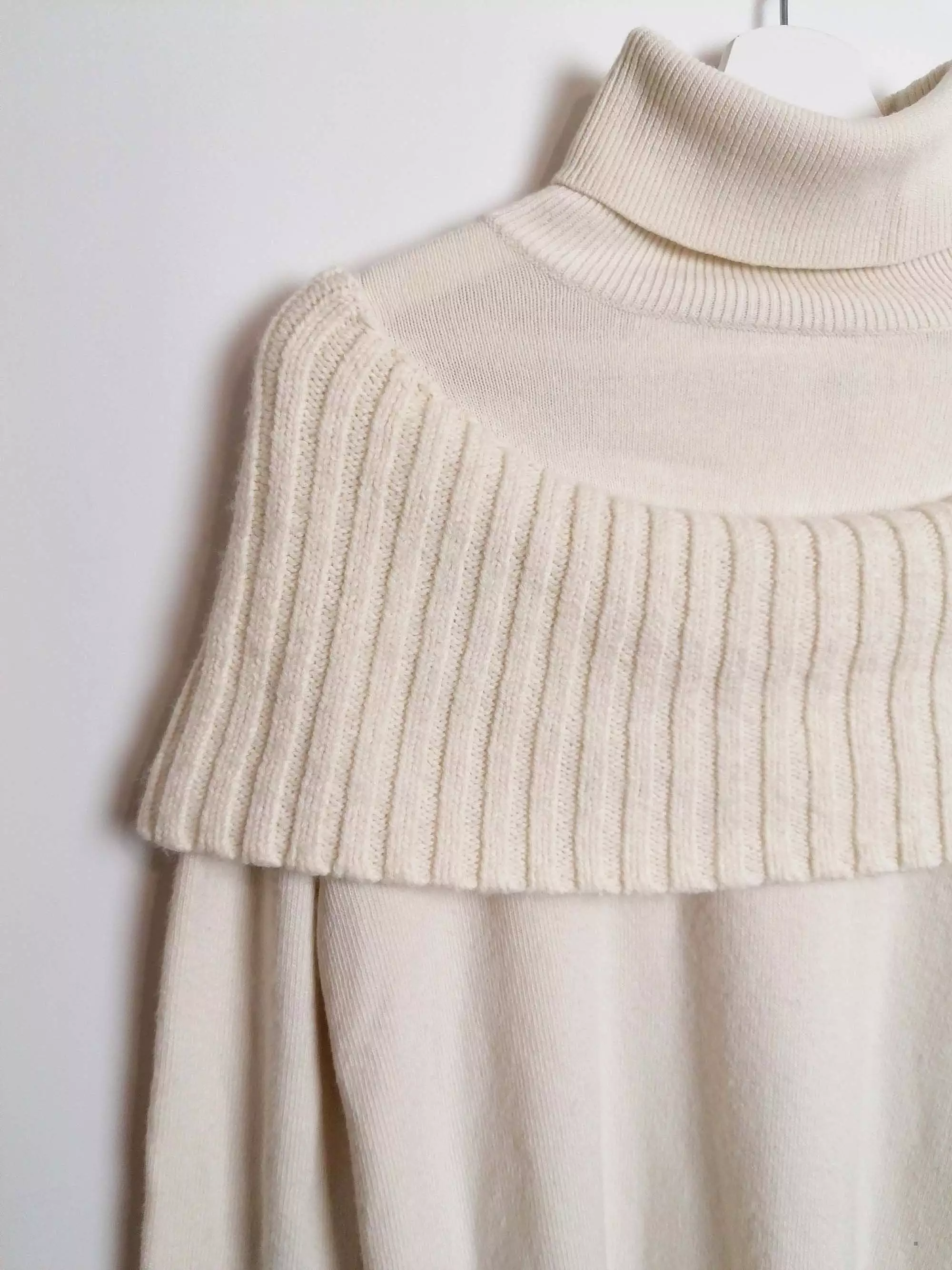 MANGO Y2K Faux Collar Turtleneck Sweater in White