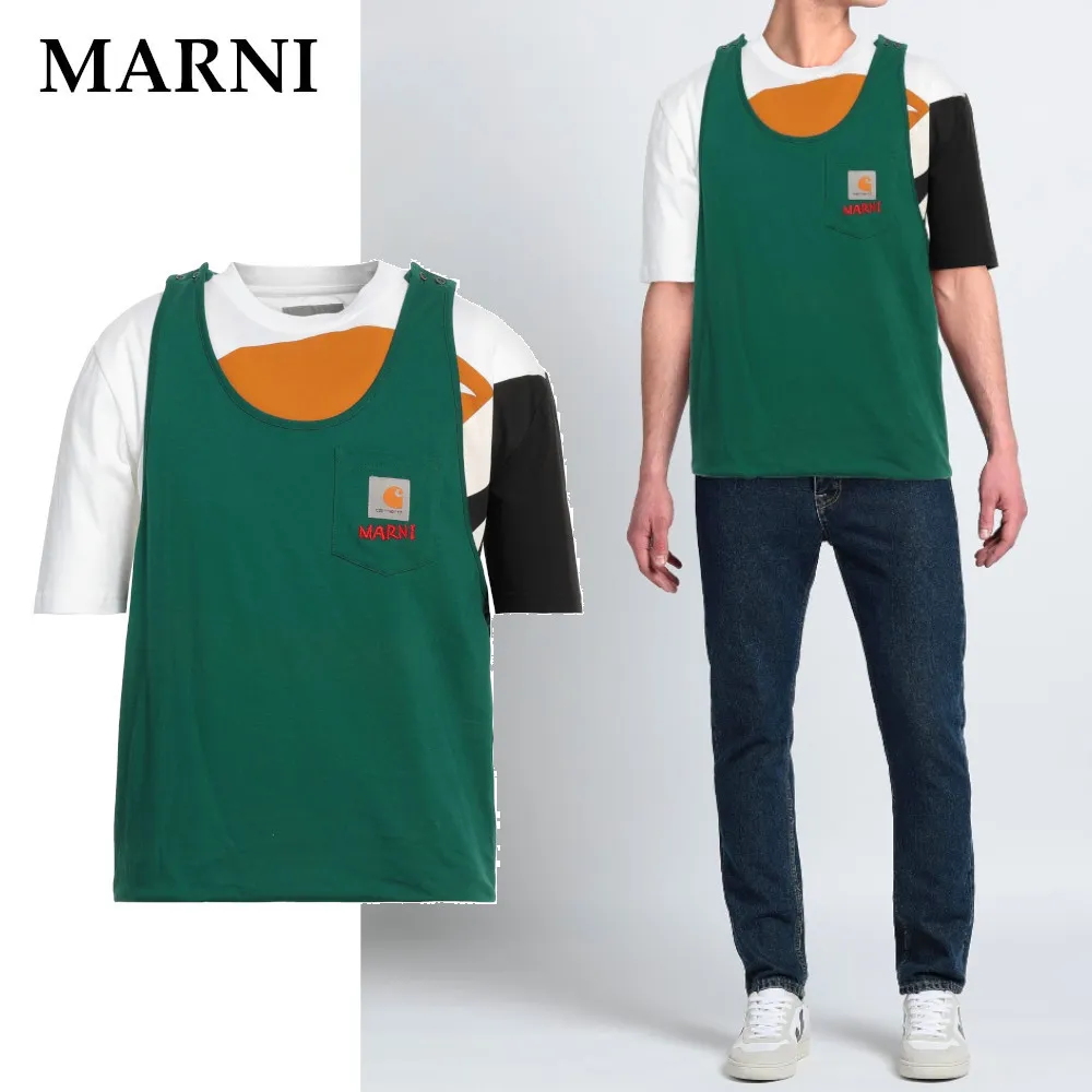 MARNI  |Crew Neck Cotton Short Sleeves Logo Designers