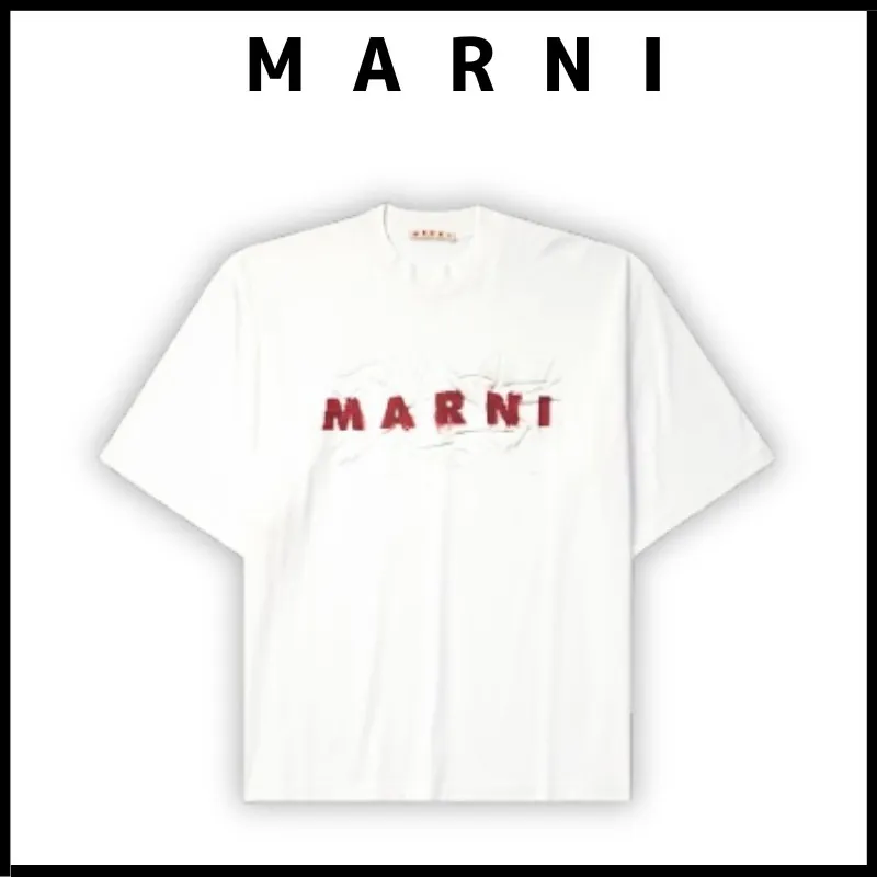 MARNI  |Crew Neck Street Style Plain Cotton Short Sleeves Logo