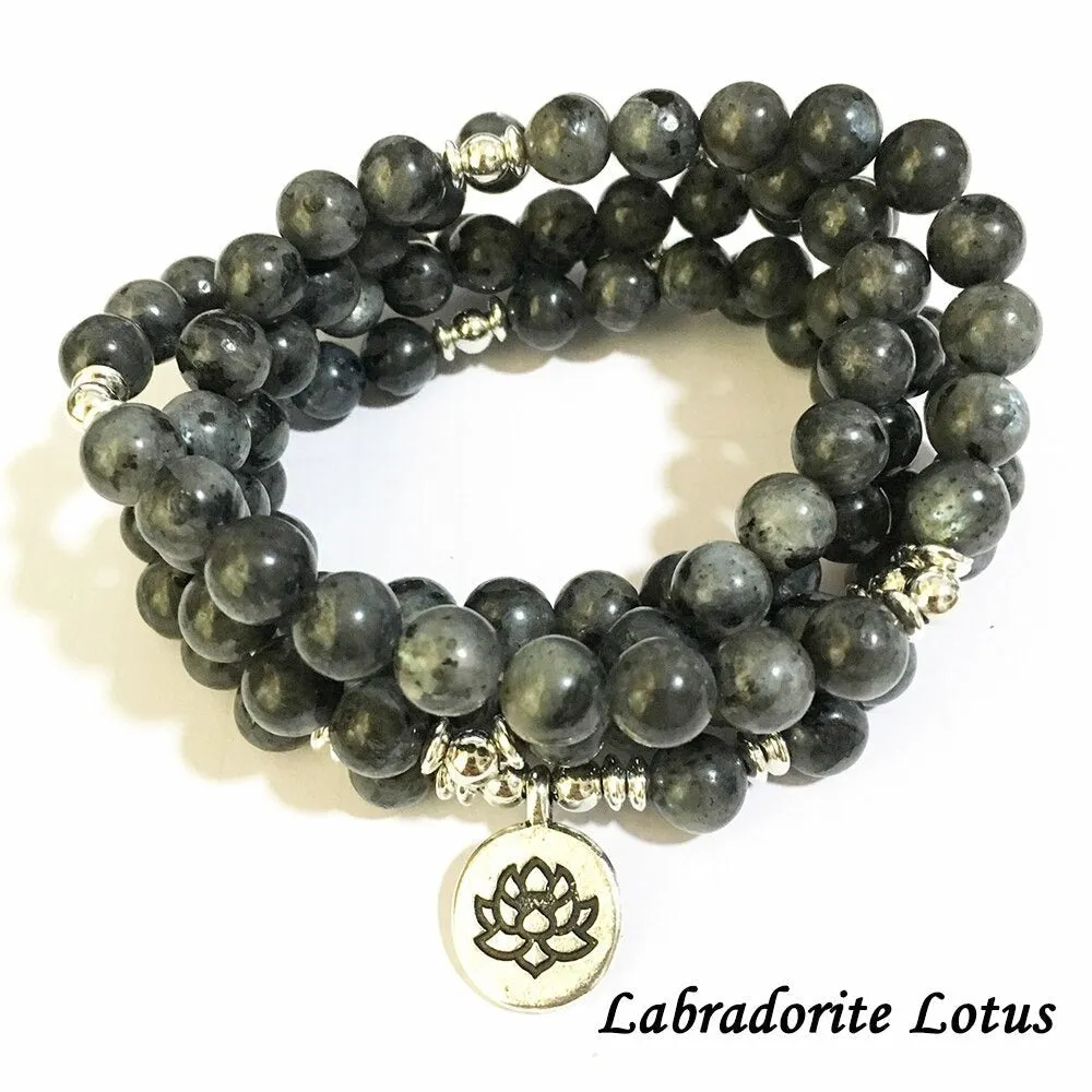 Men's Trendy Top Design Labradorite Wrap Handmade Mala Yoga Bracelet