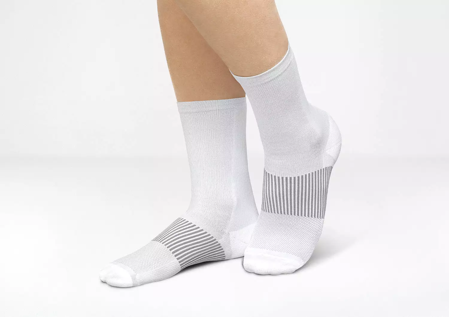 Mid-Calf Compression Socks - 18-25 mmHg - White