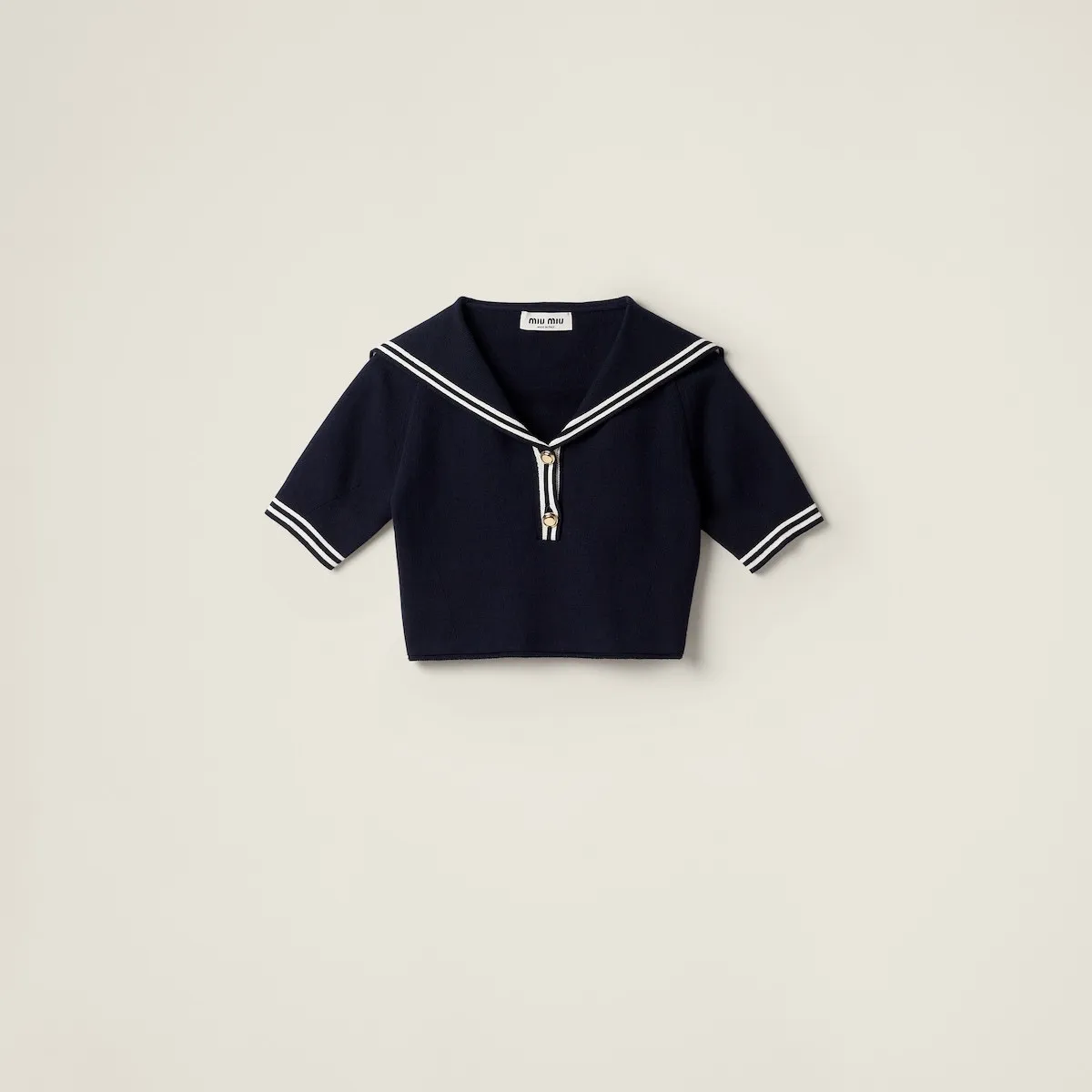 MiuMiu  |V-Neck Plain Cotton Short Sleeves Logo V-neck & Crew neck