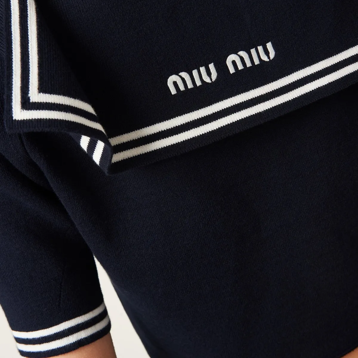 MiuMiu  |V-Neck Plain Cotton Short Sleeves Logo V-neck & Crew neck