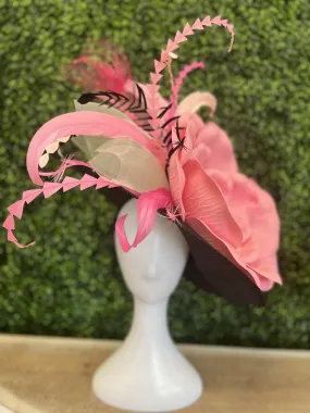 Multi Color Pink Rose Fascinator Hat