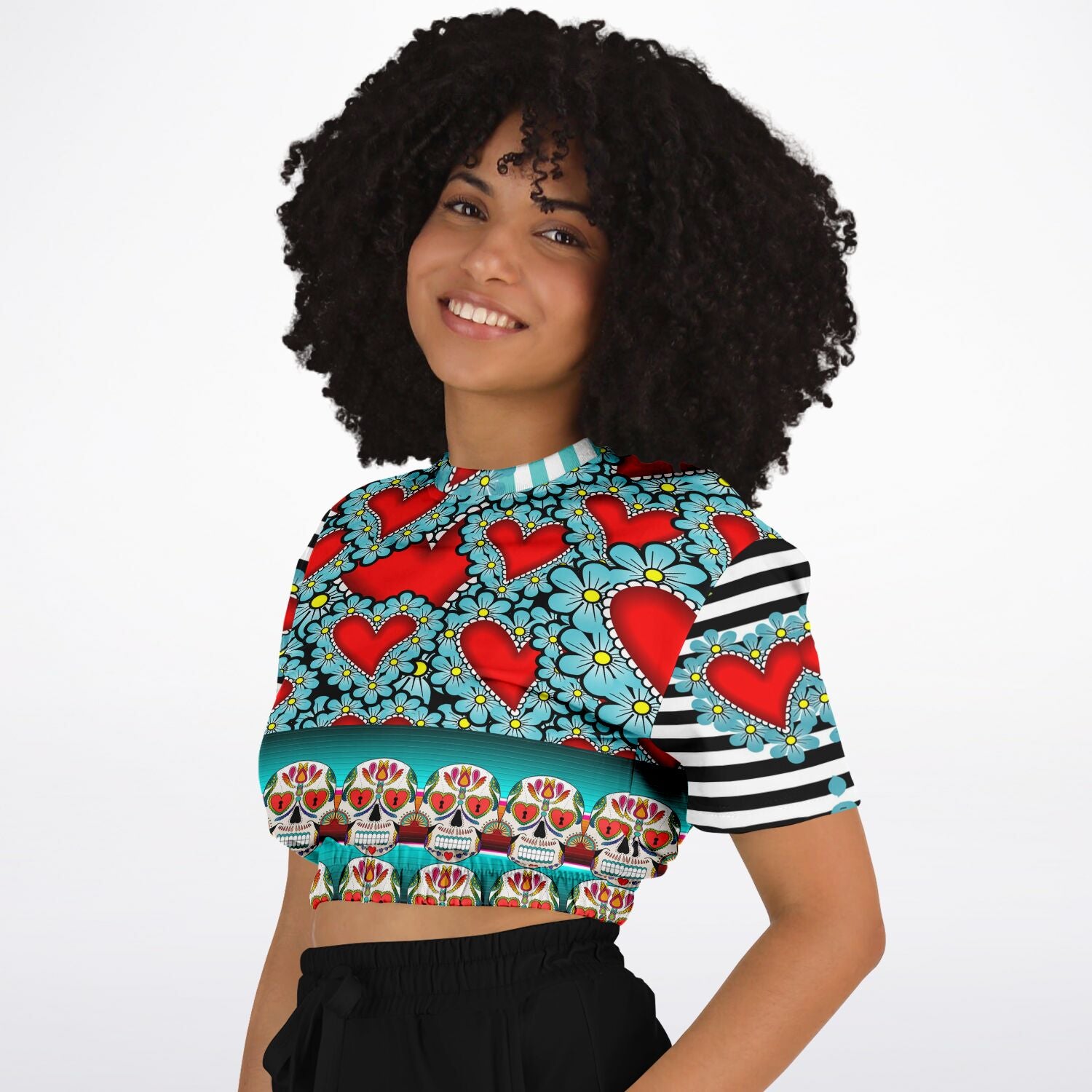 My Dios Short Sleeve Cropped Eco-Poly Sweater