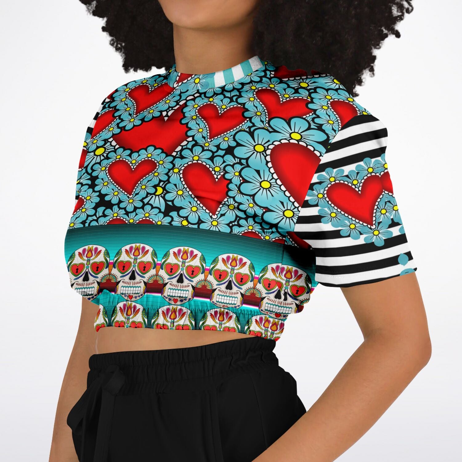 My Dios Short Sleeve Cropped Eco-Poly Sweater