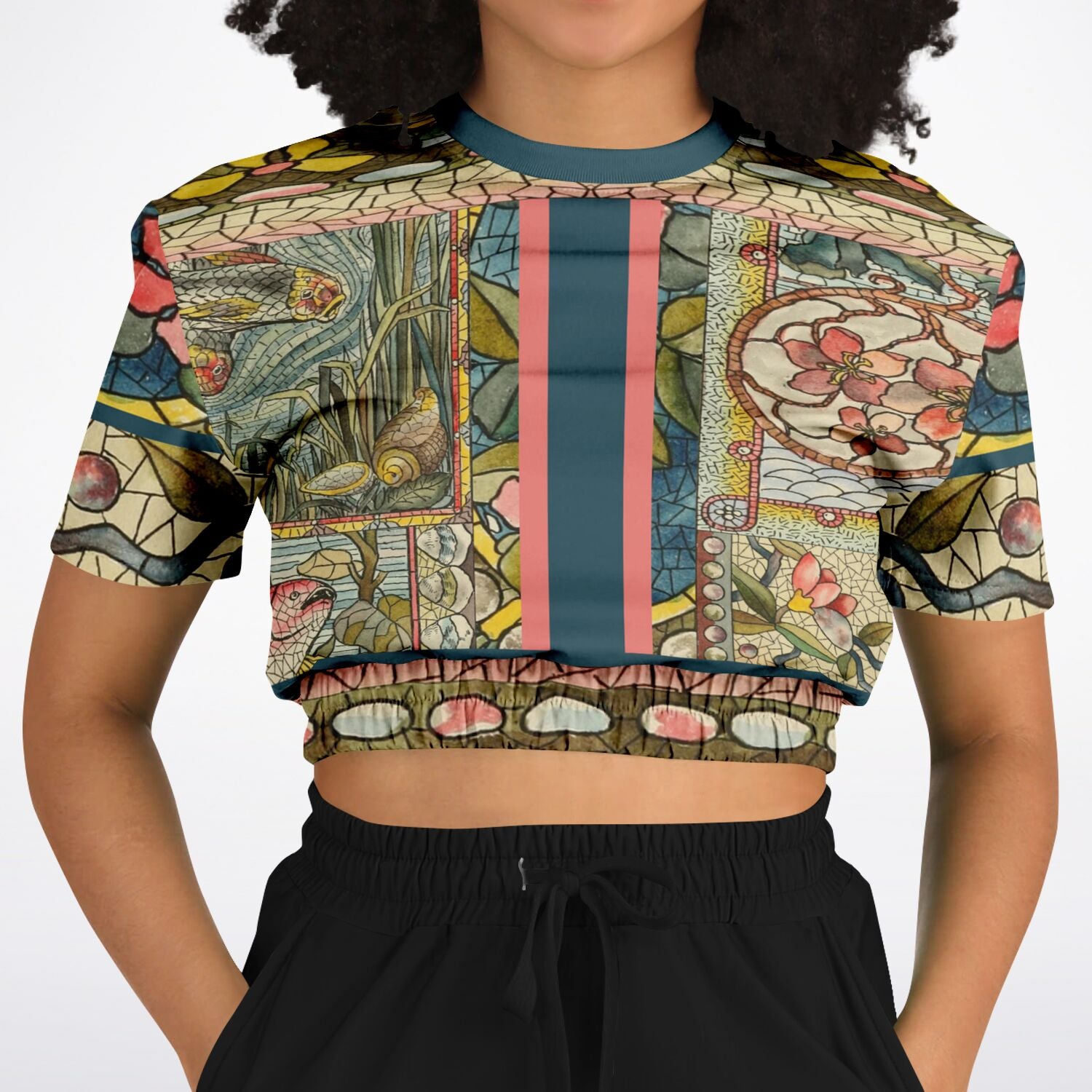 My Mosaic Life Short Sleeve Cropped Eco-Poly Sweater