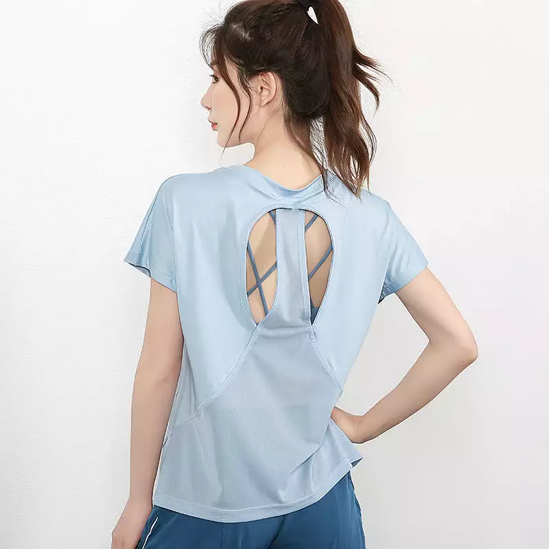 New sports short-sleeved backless quick-drying T-shirt