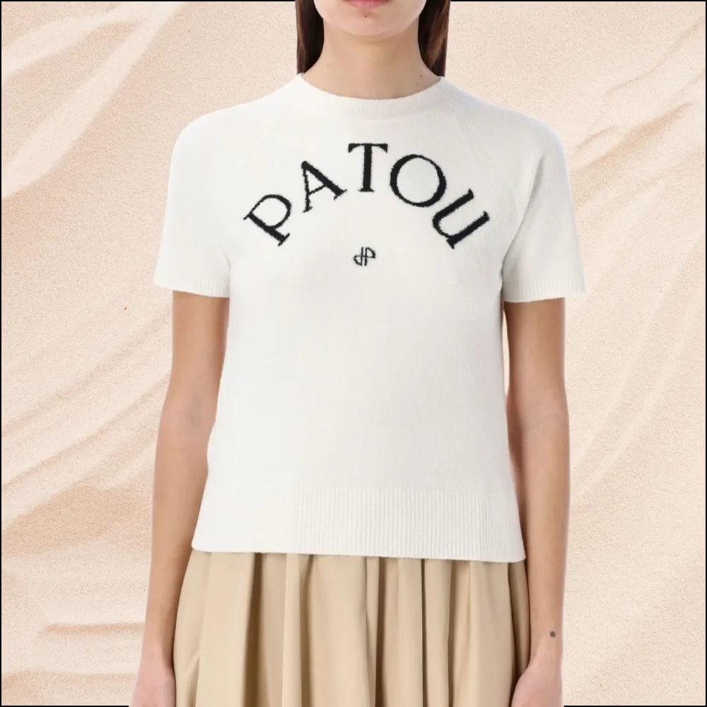 PATOU  |Plain Cotton Short Sleeves Logo V-neck & Crew neck