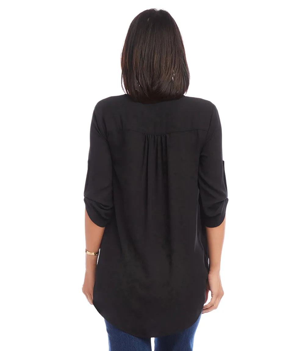 Petite Size Asymmetric Hem Wrap Top