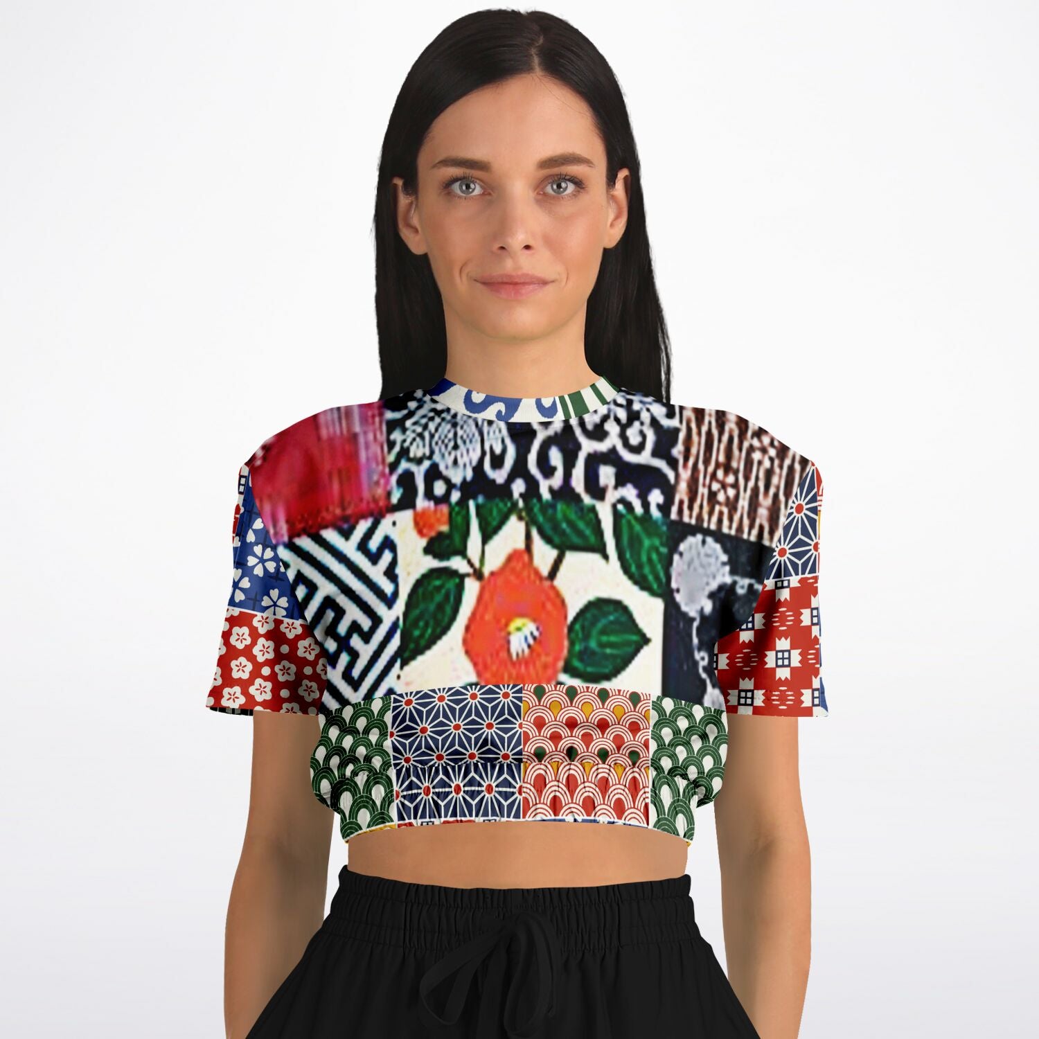 Picadilly Square Short Sleeve Cropped Eco-Poly Sweater