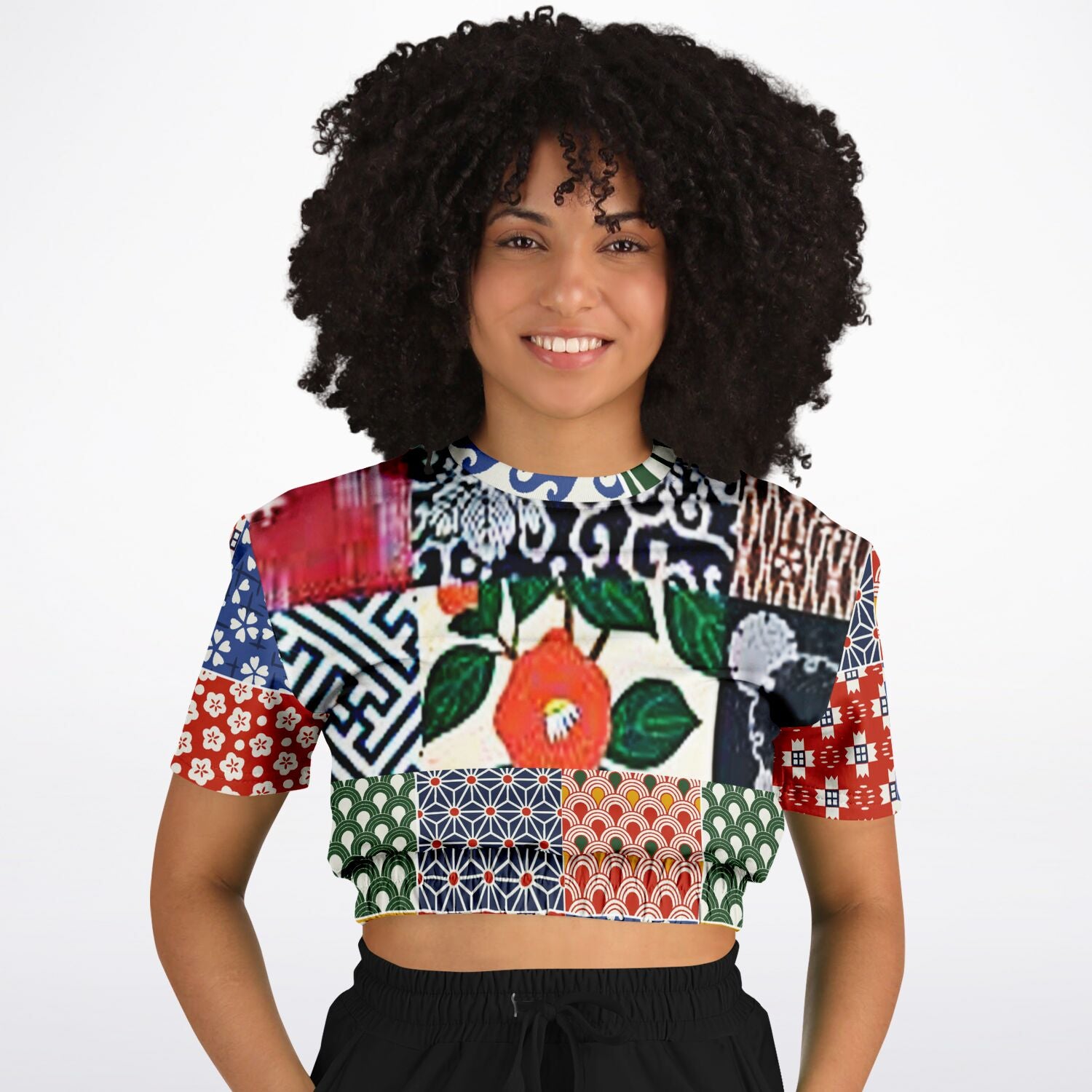 Picadilly Square Short Sleeve Cropped Eco-Poly Sweater