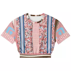 Pink Geo Holy Mosaic Short Sleeve Cropped Eco-Poly Sweater