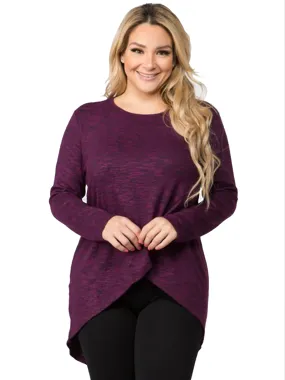 Plum Purple Plus Size Wrap Style Tunic Top