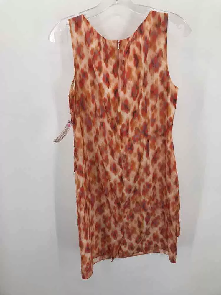 Pre-Owned Ann Taylor Orange Size 4 Printed Knee Length Sleeveless Dress