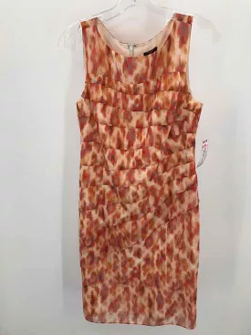 Pre-Owned Ann Taylor Orange Size 4 Printed Knee Length Sleeveless Dress