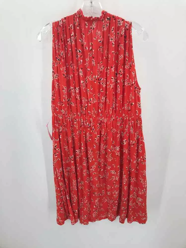 Pre-Owned Ann Taylor Orange Size Medium Floral Knee Length Sleeveless Dress