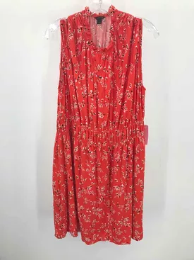 Pre-Owned Ann Taylor Orange Size Medium Floral Knee Length Sleeveless Dress