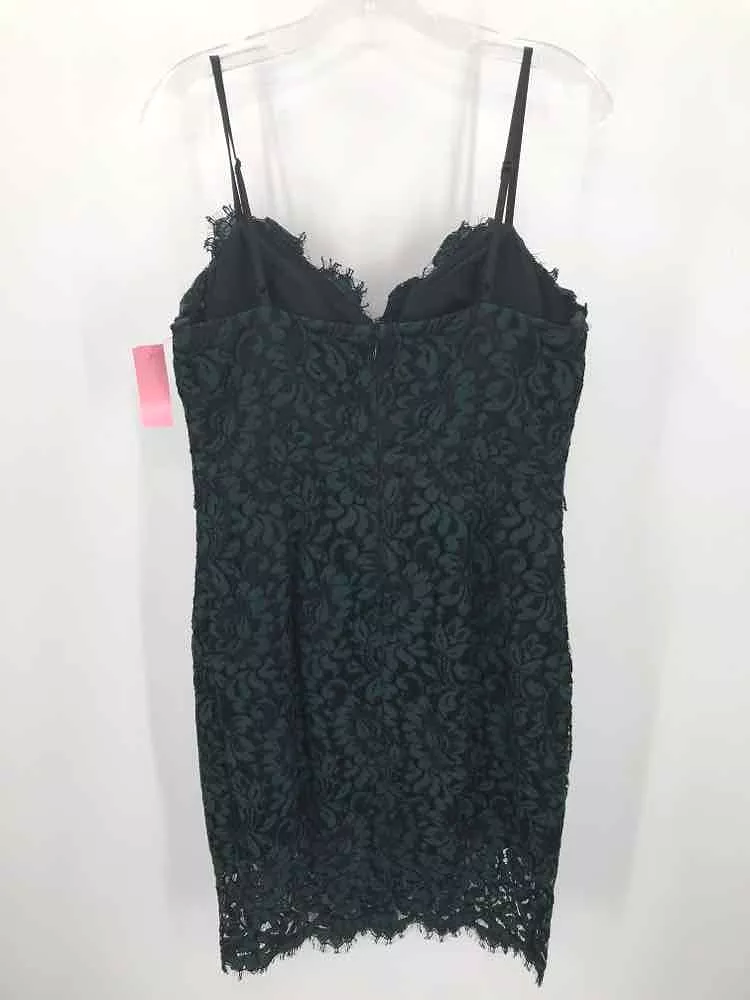 Pre-Owned Eliza J Green Size 12 Lace Knee Length Sleeveless Dress