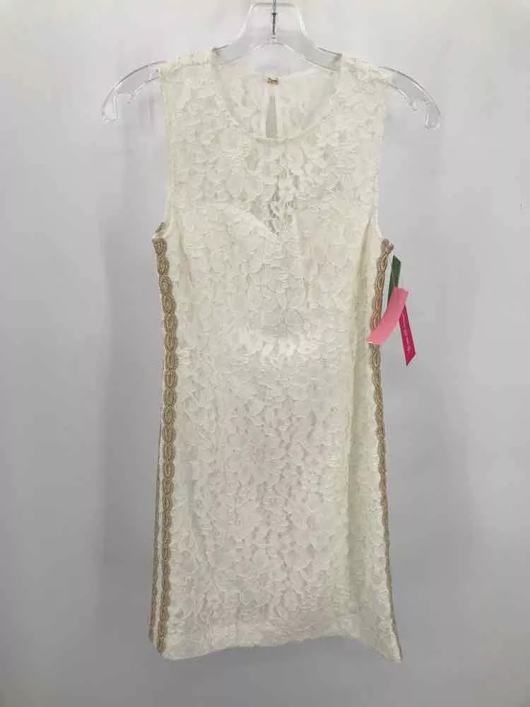 Pre-Owned Lilly Pulitzer White Size 00 Lace Knee Length Sleeveless Dress