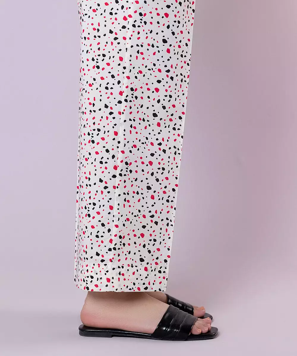 Printed Cotton Straight Pants