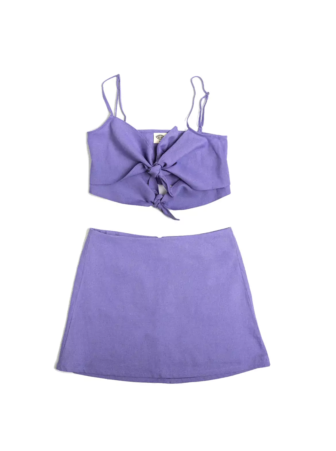 Punkwasp Linen Wrap Top - Lilac