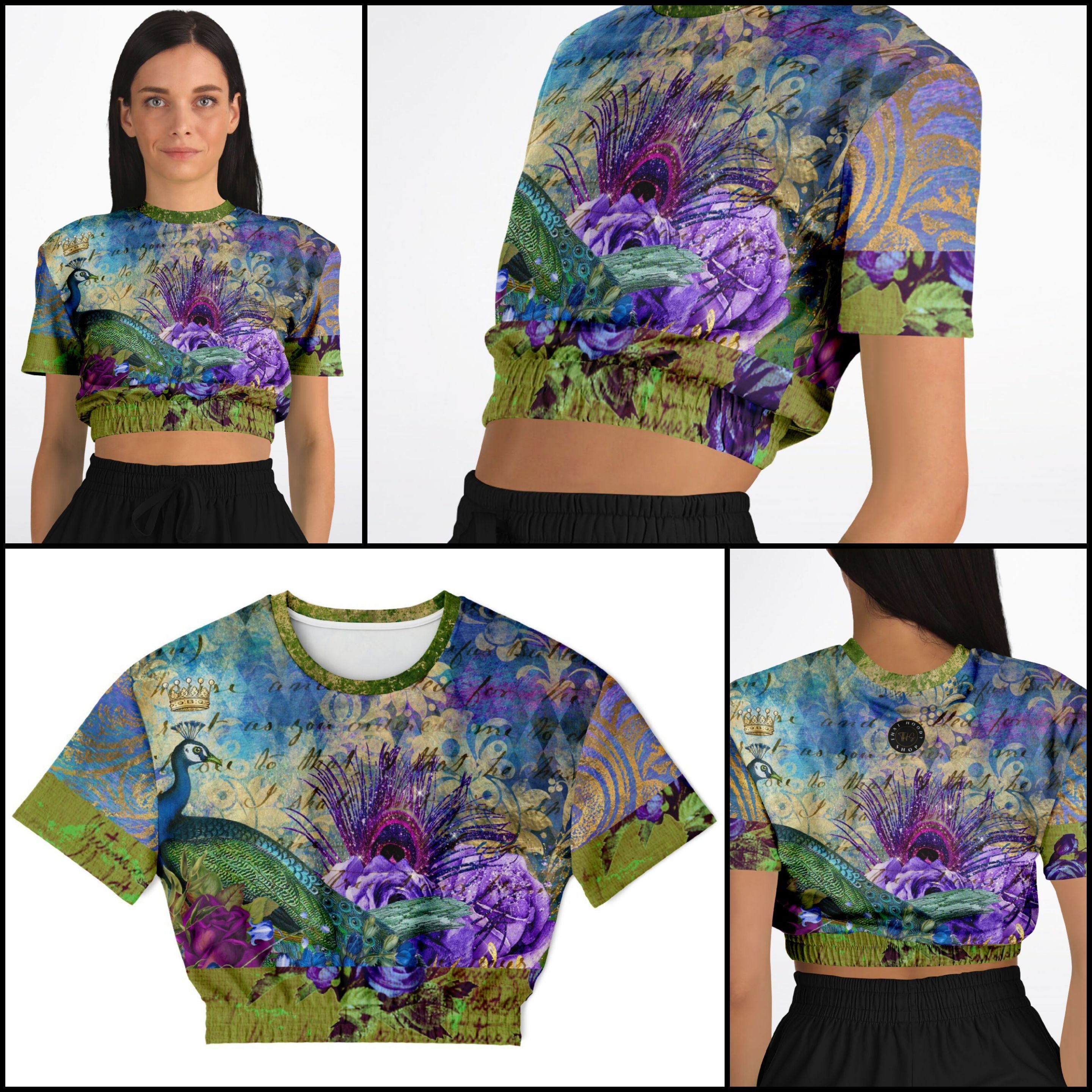 Purple Fusion Short Sleeve Cropped Eco-Poly Sweater