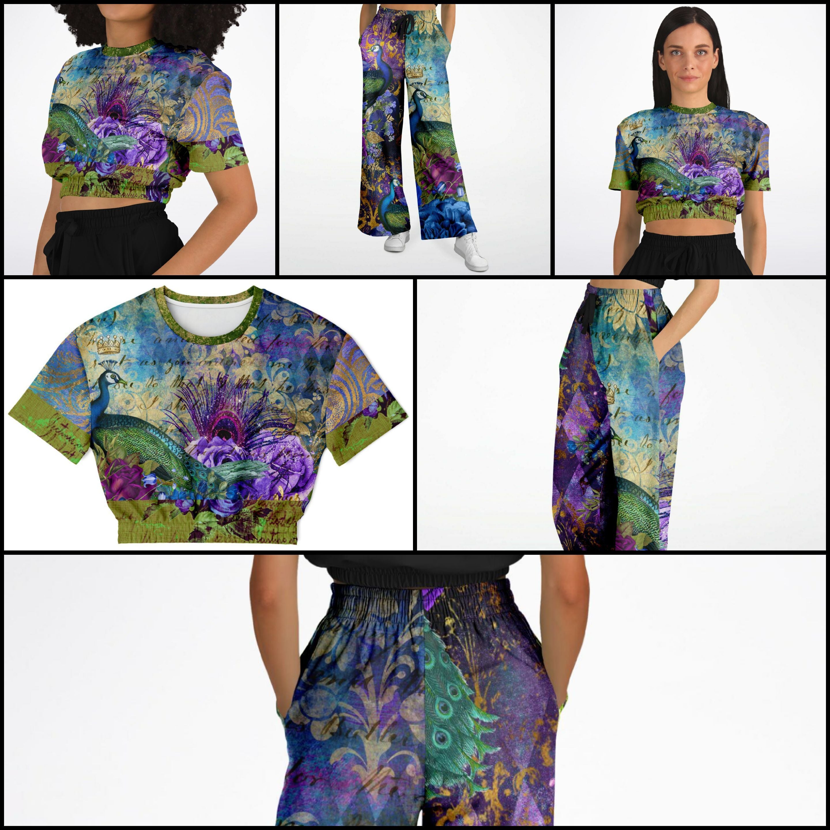 Purple Fusion Short Sleeve Cropped Eco-Poly Sweater