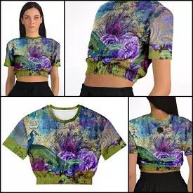 Purple Fusion Short Sleeve Cropped Eco-Poly Sweater