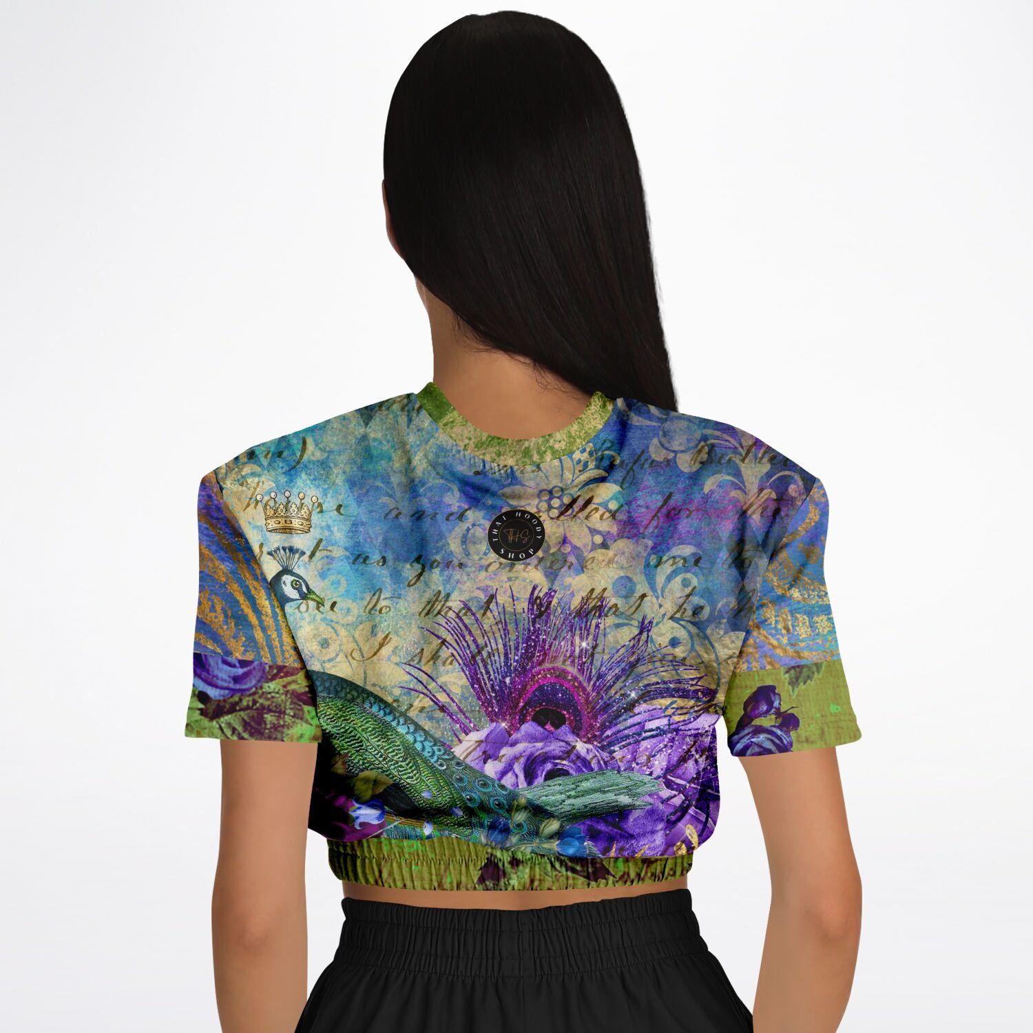 Purple Fusion Short Sleeve Cropped Eco-Poly Sweater