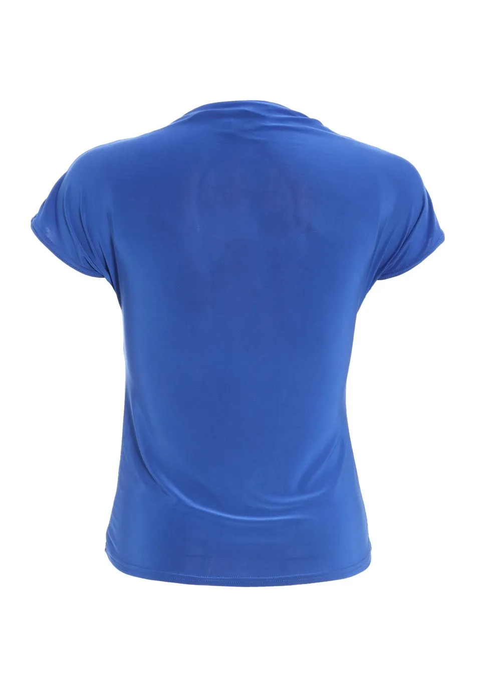 Quiz Blue Wrap High Neck Top