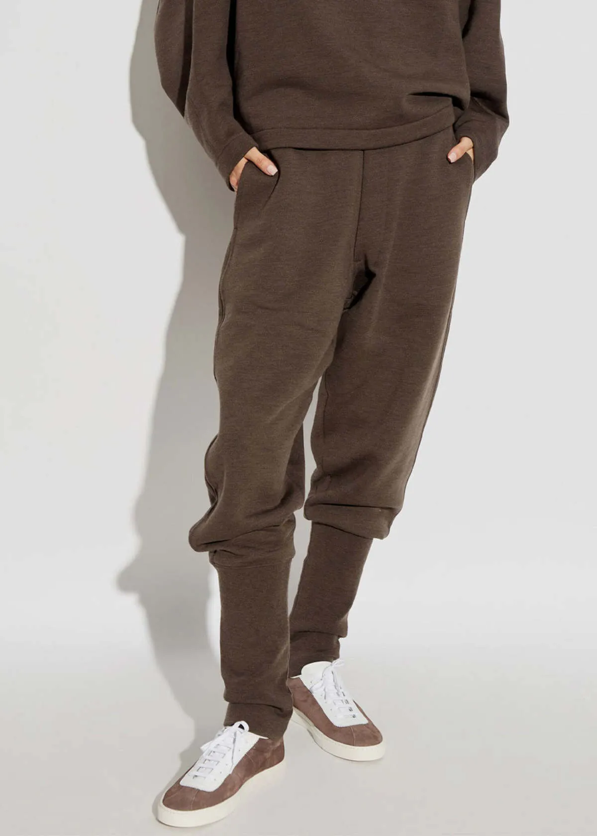 Relaxed Rib Pants - Dark Brown Melange