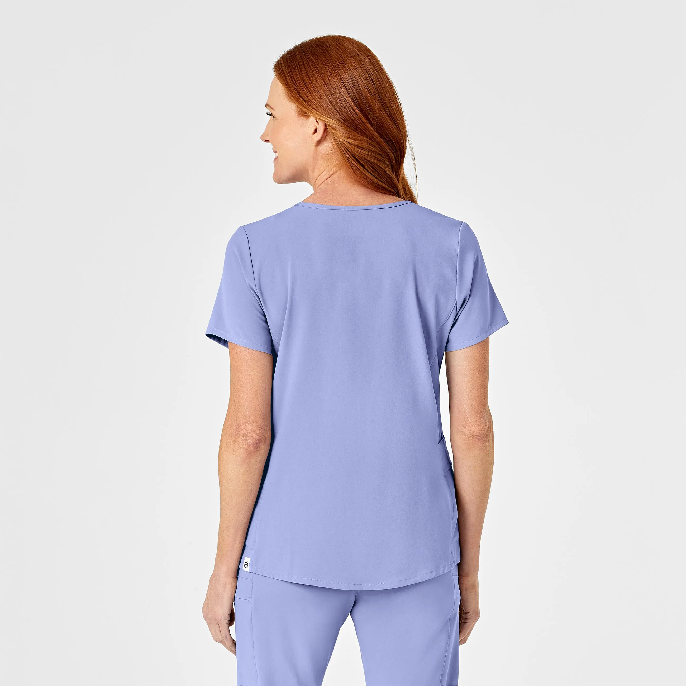 RENEW Women's Mock Wrap Scrub Top - Ceil Blue