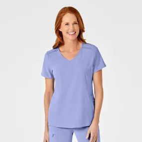 RENEW Women's Mock Wrap Scrub Top - Ceil Blue