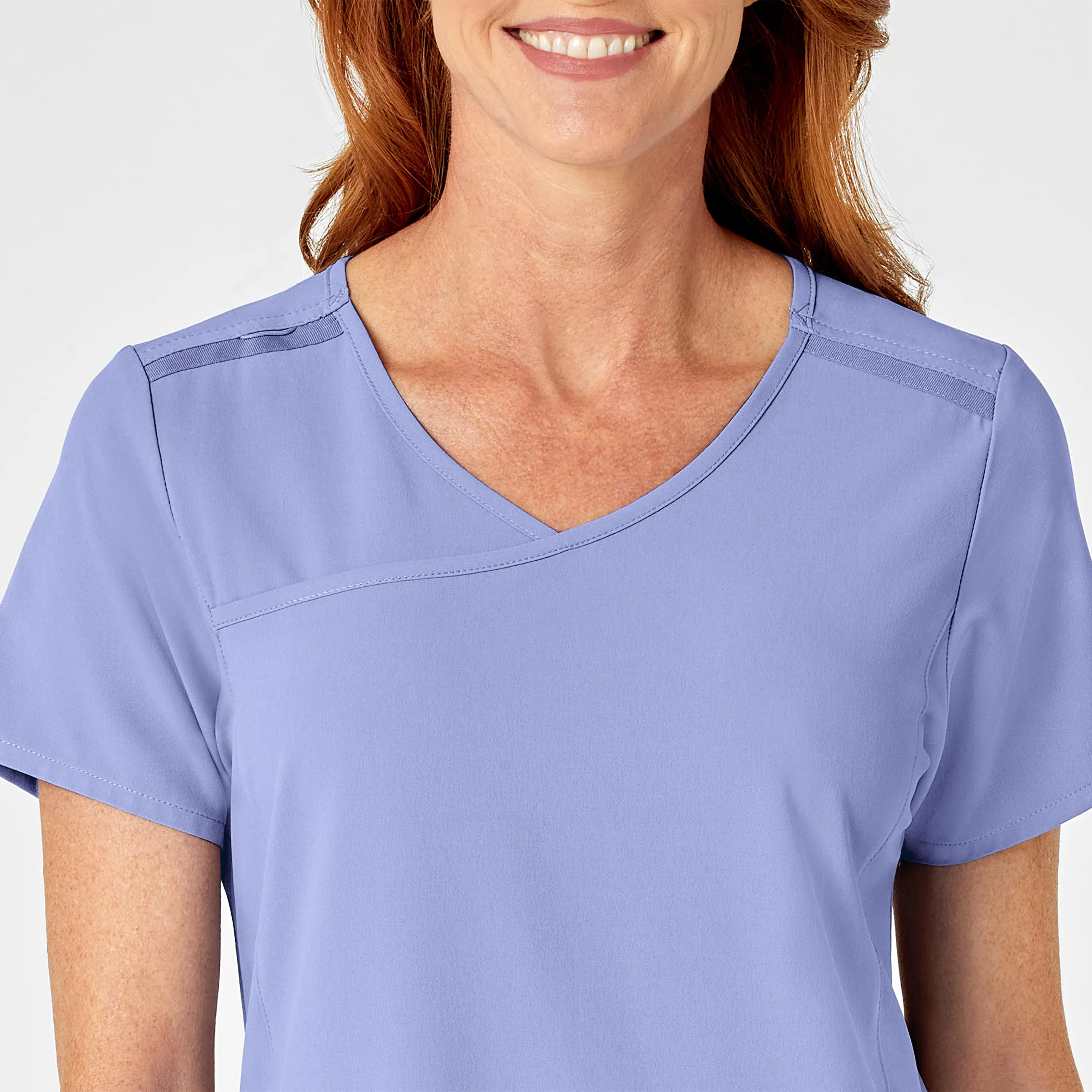 RENEW Women's Mock Wrap Scrub Top - Ceil Blue