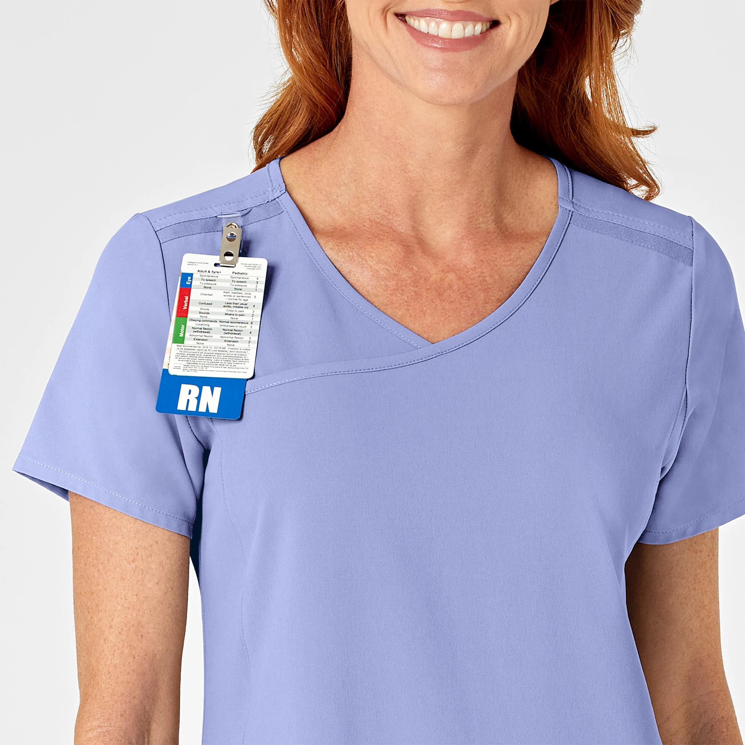 RENEW Women's Mock Wrap Scrub Top - Ceil Blue