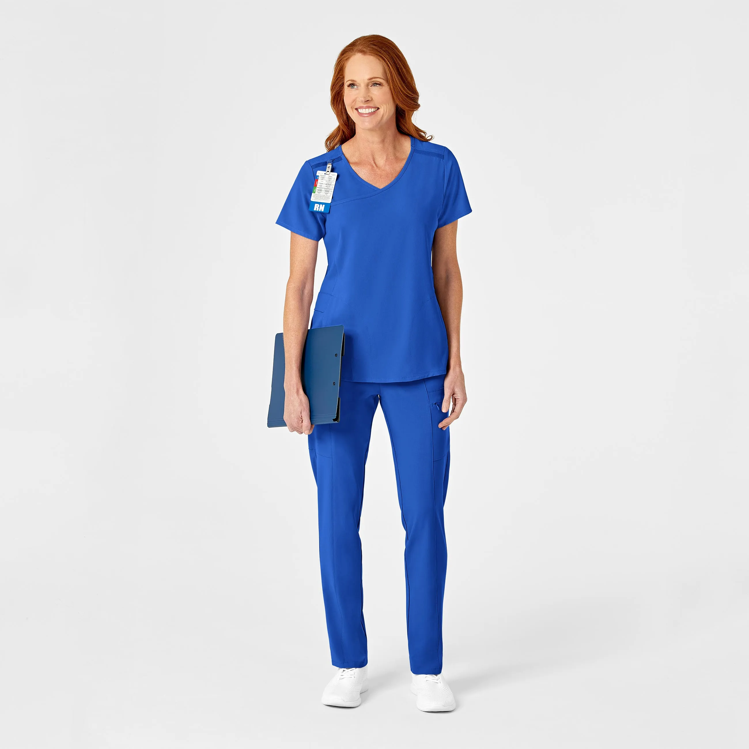 RENEW Women's Mock Wrap Scrub Top - Royal