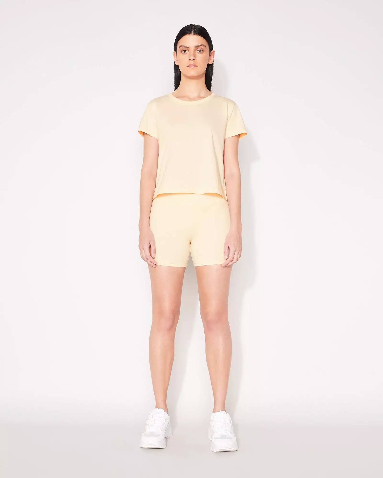 RIB CROP BIKE SHORT - BUTTER CREAM