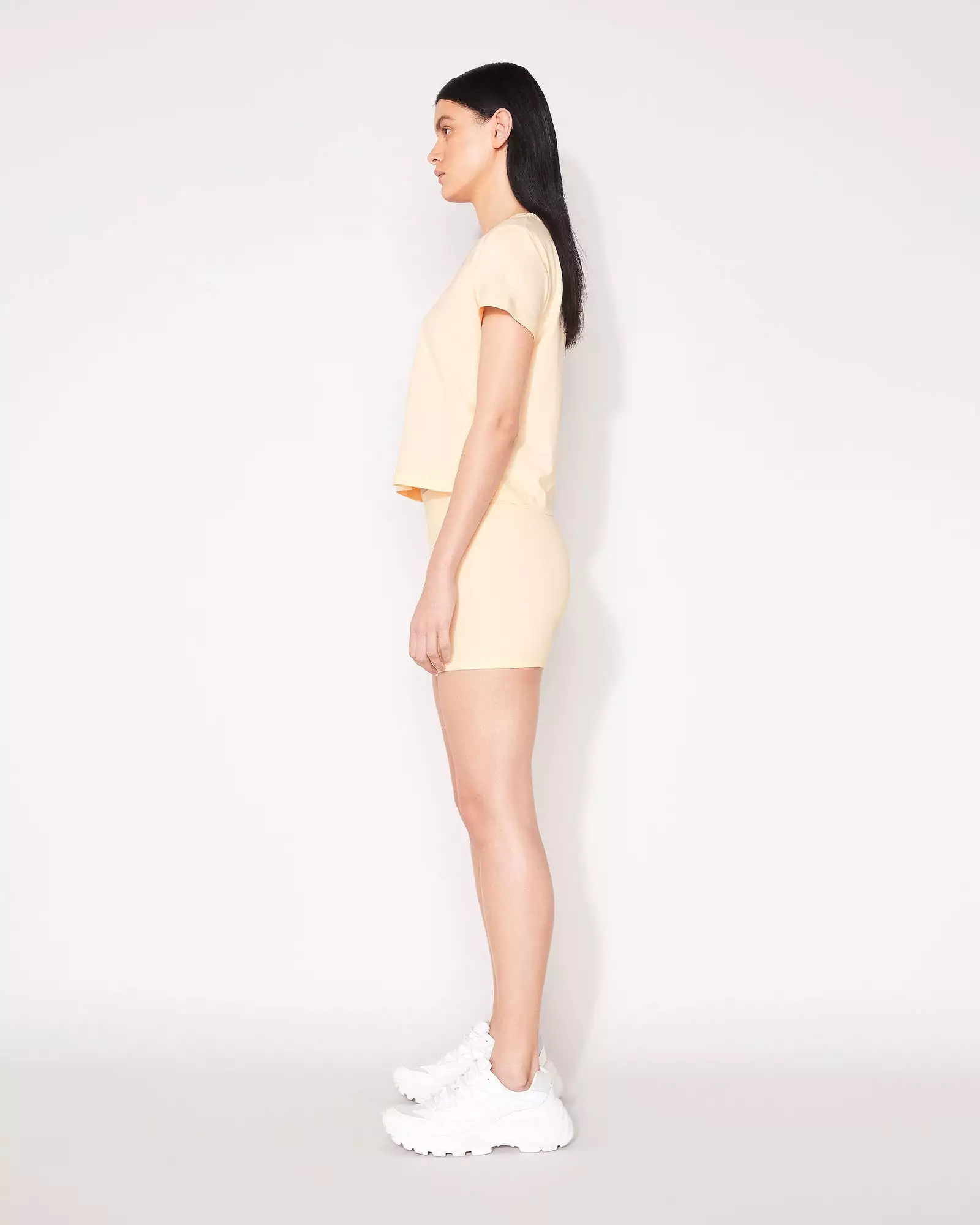 RIB CROP BIKE SHORT - BUTTER CREAM