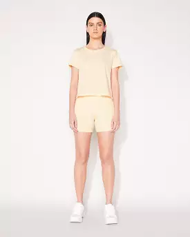 RIB CROP BIKE SHORT - BUTTER CREAM