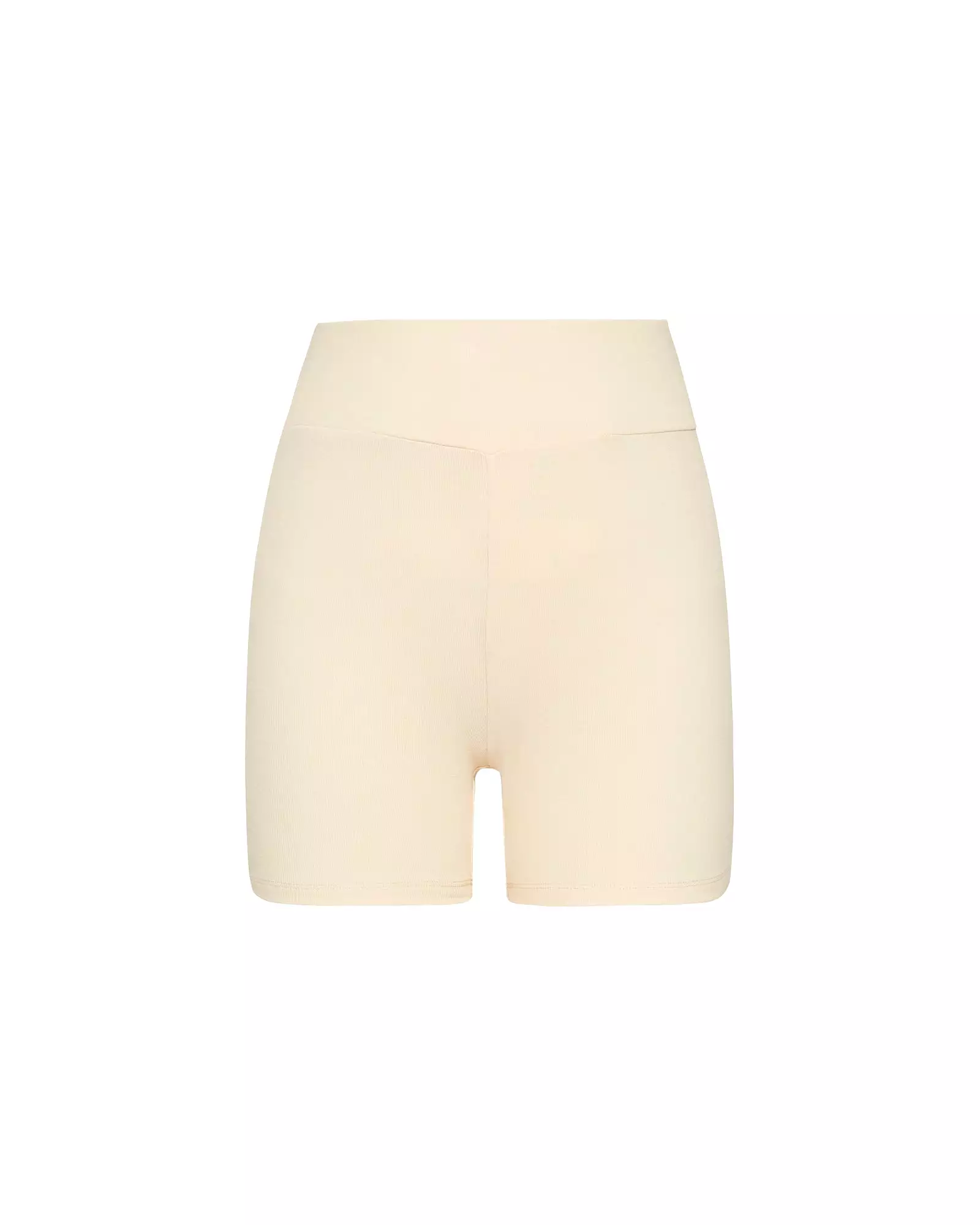 RIB CROP BIKE SHORT - BUTTER CREAM