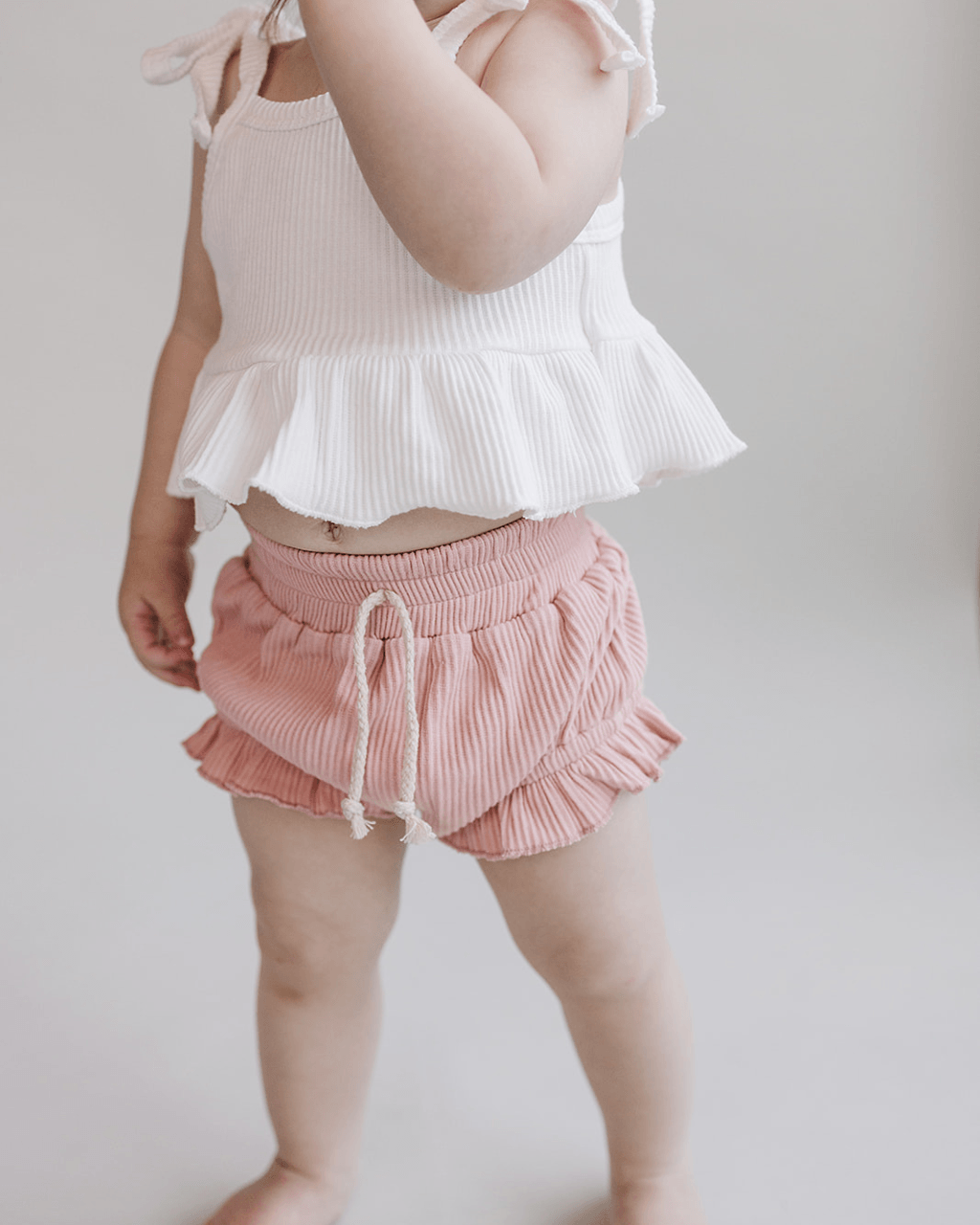 Ribbed Crop Top Set | Pink