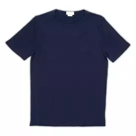 Richard short-sleeved knitted t-shirt in compact Egyptian cotton (dark blue)