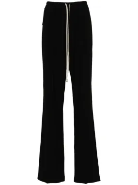 RICK OWENS Women's Black Straight Leg Pants with Drawstring Waist