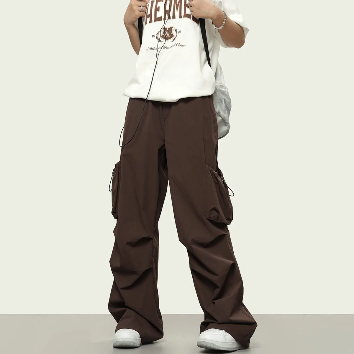 RTK (W) No. 3068 MULTI-POCKET WIDE STRAIGHT SPORT PANTS