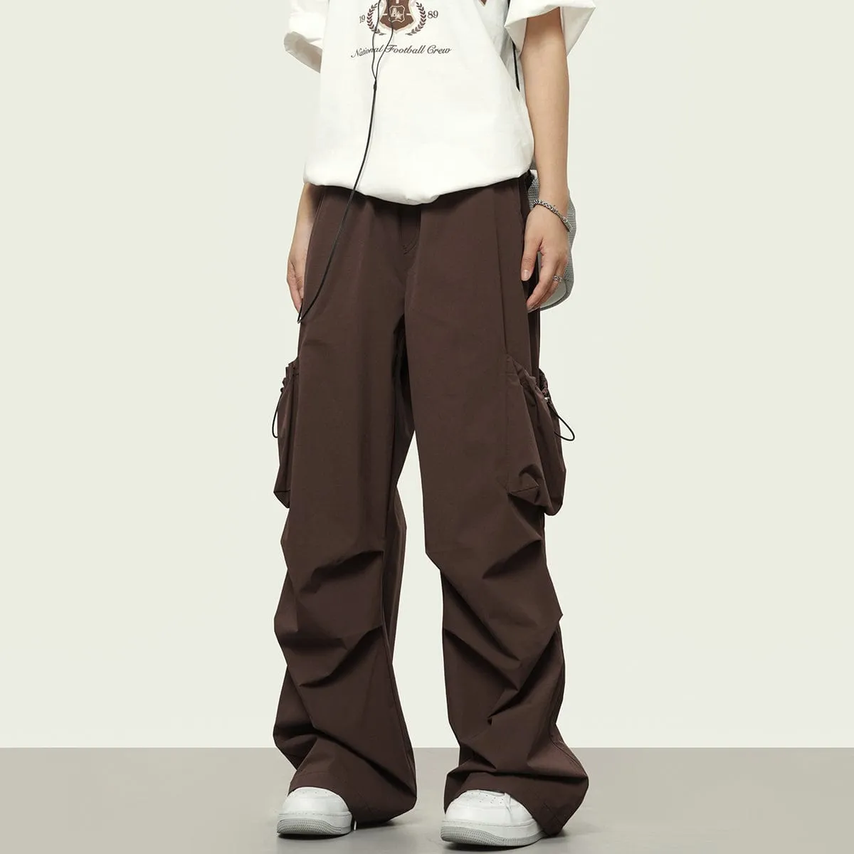 RTK (W) No. 3068 MULTI-POCKET WIDE STRAIGHT SPORT PANTS