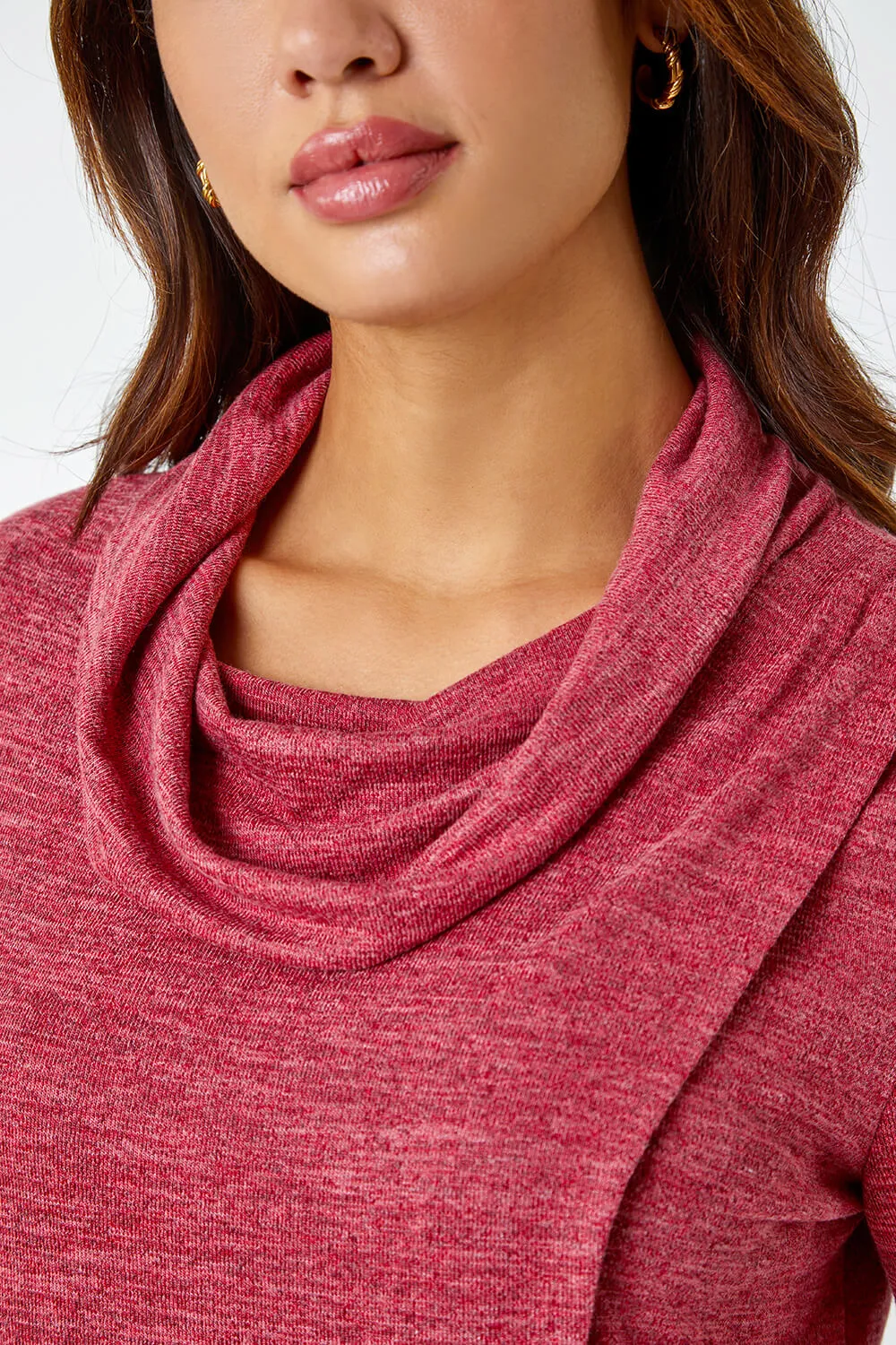 Rust Wrap Front Cowl Neck Stretch Top | Roman UK