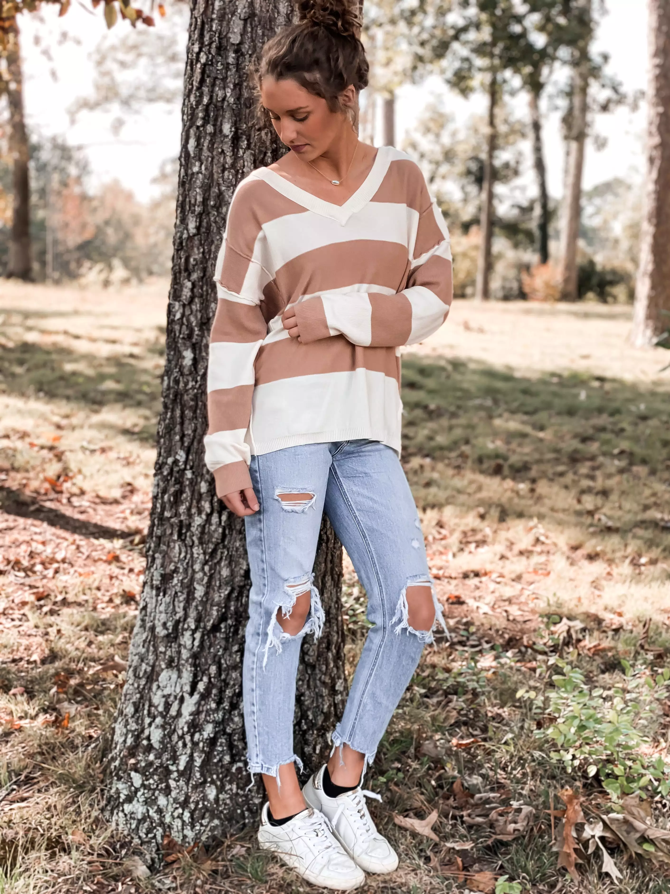 Sarai V-Neck Striped Sweater