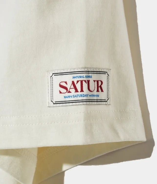 SATUR  |Unisex Street Style U-Neck Plain Cotton Short Sleeves Logo